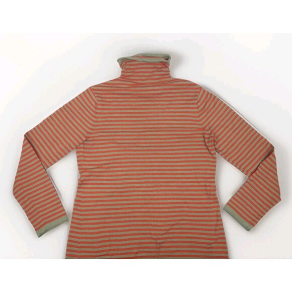 Duluth Trading L Turtleneck Striped Sweater Shirt Coolmax Long Sleeve Red Tan - Picture 1 of 7